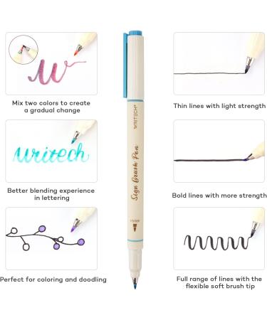 WRITECH Arts Sign Brush Pen Brush Tip Marker Felt Tip Water Based Ink Color Pens 12 Assorted Vintage Colors Great for Lettering Journaling Calligraphy (Vintage) - Buy Online on GoSupps.com