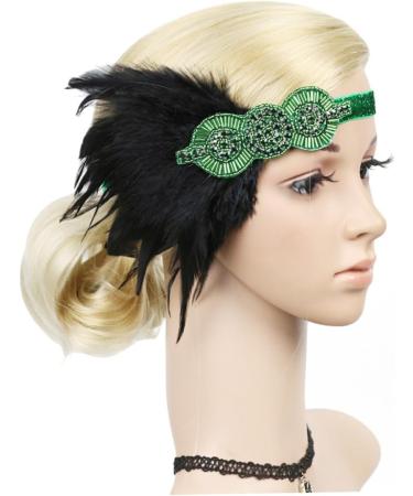 HAPINARY Feather Headdress Vintage Hairband Hair Band Headdress for Party Hairband Party Headdress Hijab 1920s Headband Dance Headpiece Turban Party Headwear Bride Accessories Prom One Size Green - Buy Online on GoSupps.com