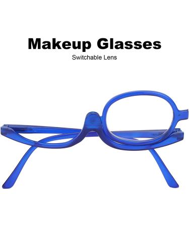 Buy Portable Flip Down Makeup Glasses with Switchable Lenses - Blue (+4.00) | Professional Makeup Tool for Flawless Application - Buy Online on GoSupps.com