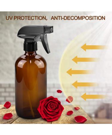 Amber Glass Spray Bottles Set - 16oz*2+4oz*2+2oz*4 Refillable Boston Round Containers for Cleaning, Gardening, Aromatherapy, Pets, Plants, Hair - Buy Online on GoSupps.com