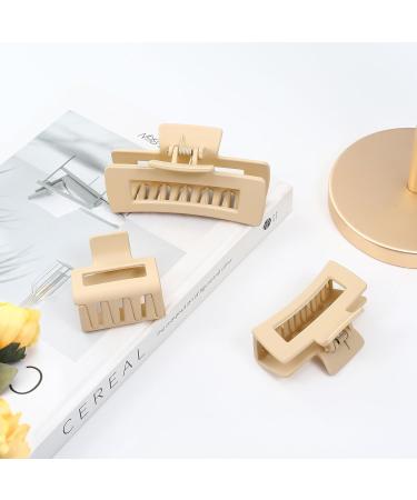 Shinowa Hair Clip Set - 3 Strong Hold Slipproof Gripper Accessories for Long Thick Hair - Beige - Buy Online on GoSupps.com