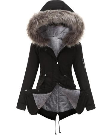 Shop Hanxiulin Women's Oversized Fleece Jacket - Plush Windproof & Elegant Winter Coat in XL Black - Buy Online on GoSupps.com