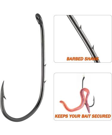 Dr.Fish 100 Pack Baitholder Fishing Hooks - High Carbon Steel Black Nickel, Down-Turned Eye, Surf Fishing Bass Crawler Harness #8-100 Pack - Buy Online on GoSupps.com