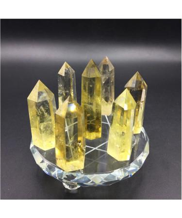 Natural Citrine Smoky Crystal Wand Quartz Seven Star Array Gemstone Point Seven Star Group +Glass Stand Reiki Stone Crystal Reiki - Buy Online on GoSupps.com