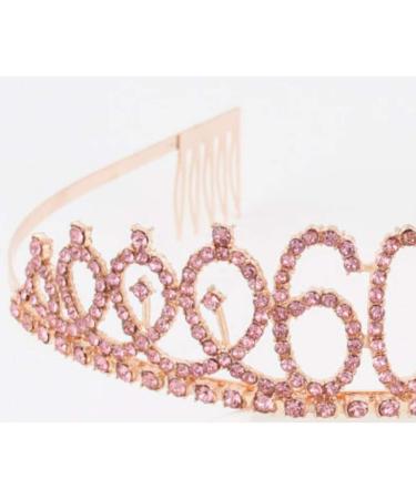 Minkissy Birthday Crown 60th Rhinestone Birthday Tiara with Comb Crystal Princess Tiara Headband for Birthday Party(Rose Gold) - Buy Online on GoSupps.com