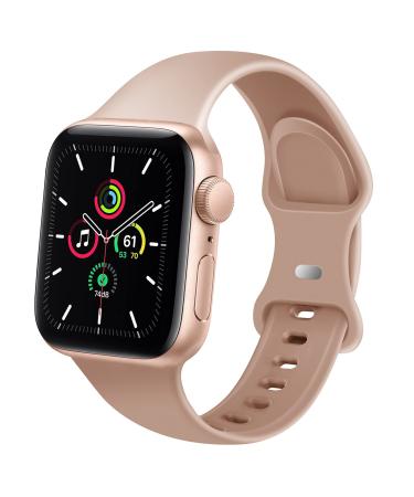 DYKEISS Sport Silicone Band Compatible for Apple Watch Band 38mm 42mm 40mm 44mm 41mm 45mm, Soft Replacement Apple Strap for iWatch Wristband Series 7/SE/6/5/4/3/2/1 Women Men Milk Tea 38/40/41mm S/M