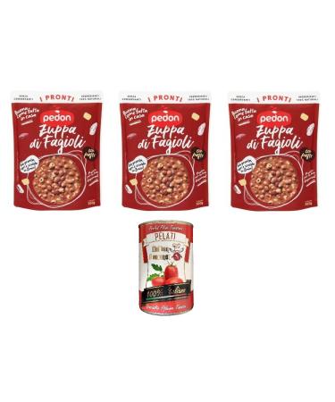 Italian Gourmet E.R. Pedon I Pronti Pack of 3 Bean Soups 300g + Italian Gourmet Pelati 400g