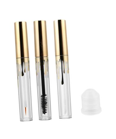 CANIGHT 3pcs Makeup Bottle Empty Mascara Tubes Lip Gloss Bottles Clear Cosmetic Tube Lip Tube Golden Plastic