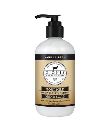 Dionis Goat Milk Skincare Vanilla Bean Scented Hand Soap - Skin Moisturizing & Hydrating Hand Wash - Rich & Creamy - Made in The USA - Cruelty Free Formula For Sensitive Skin  8.5oz Bottle With A Pump
