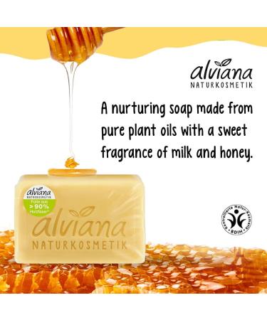  Alviana Vegetable oil soap with milk and honey 100g - Buy Online on GoSupps.com