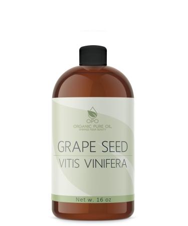 Grapeseed Oil - 100% Pure Unrefined Partially Filtered Unscented Non-GMO Cold Pressed from Wine Grapes Bulk Carrier Oil - 16 oz - for Hair Skin Body Face - Nourish Hydrate & Moisturize