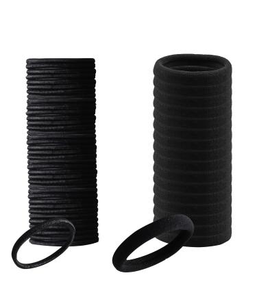 150 pieces hair ties women 2.5 cm metal-free hair ties and 4 cm cotton hair ties black hair ties for women men children