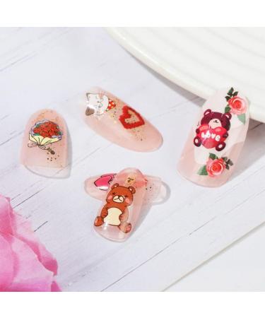 Manicure Cute Valentine's Day Cupid Red Heart Girl Nail Stickers Nail Art Decoration 3D Valentine Sticker Nail Decals(5) Style5 - Buy Online on GoSupps.com
