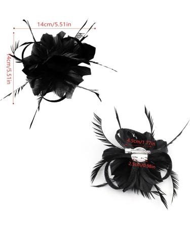 Golden Apple Flower Side Clip Fascinator Gatsby Flapper Feather Clip Hair Barrette Vintage Wedding Brooch Pin (Black) - Buy Online on GoSupps.com