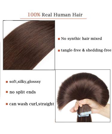 SEGO TAPE Extensions | Real Hair 20 Tresses | 100% Remy Human Hair Dark Brown #2 | 30g Adhesive Tape Hair Extensions (22/55cm) - Buy Online on GoSupps.com