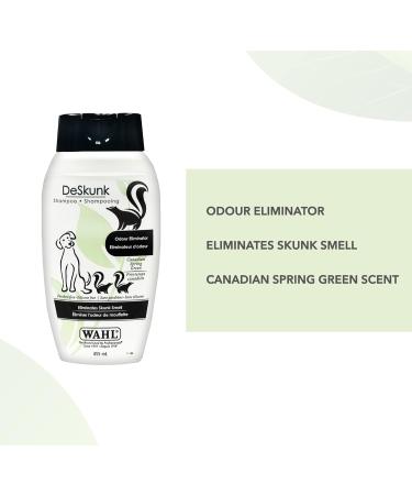 Wahl Professional Animal Canada Deskunk Shampoo Eliminates Skunk Smell on Pets Uses The Power of Oxygen to Kill Foul odours Paraben and Silicone Free 455ml - Model 58328 White - Buy Online on GoSupps.com