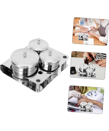Tovinanna Stainless Steel Cup Container Set with Lid - Manicure Holder Tray & Cleaning Cup - Rustproof Mini Dapping Dish - Buy Online on GoSupps.com
