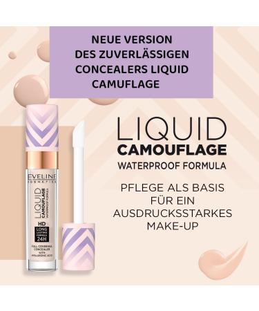Eveline Cosmetics Liquid camouflage waterproof concealer with hyaluronic acid color 03 nourishing formula with shea butter and jojoba oil - Buy Online on GoSupps.com