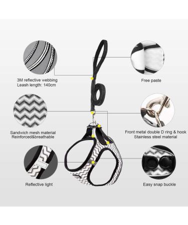 Suredoo Reflective Dog Harness with Leash - Anti-Train Design for Small Dogs Puppies & Cats | White Wave M - Buy Online on GoSupps.com