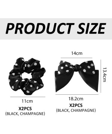 2 Pieces of Bow Hairpins and 2 Pieces of Hair Ties Simple Bow Hairpins Round Hairpins Women's French Hairpins Girls' Hair Accessories (Black Champagne Color) - Buy Online on GoSupps.com
