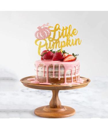 Pink and Gold Little Pumpkin Cake Topper Double Sided Glitter Pumpkin Topper for Pink Girl Fall Baby Shower Birthday Party Cake Decorations - Buy Online on GoSupps.com