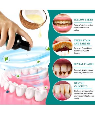  HONGECB Coconut Oil for Teeth - Natural mouth oil with coconut and peppermint oil for whiter teeth and fresh breath - Tongue scraper (237 ml) - Buy Online on GoSupps.com
