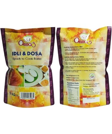 Anna's Dosa Batter | Idli Batter 1KG |Wet Mix | Instant Rice Dosa Breakfast Mix | Pure Veg South Indian Breakfast Mix | 100% Natural Ingredients - Buy Online on GoSupps.com