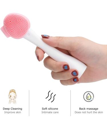 Food Grade Silica Gel Deep Cleansing Face Brush Silicone Face Brush for Facial (Pink and White Single Head) - Buy Online on GoSupps.com