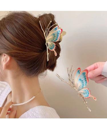 2 Pieces Butterfly Hair Clips - Kraeoke Colored Large Metal Hair Clips for Cute Hairstyles - International Shipping Available - Buy Online on GoSupps.com