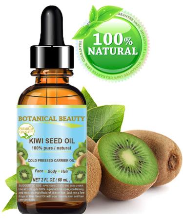 Kiwi Seed Oil - 100% Pure Virgin Cold Pressed Carrier Oil for Face, Skin, Body, Hair, Nails - 2 fl.oz (60ml) by Botanical Beauty - Buy Online on GoSupps.com
