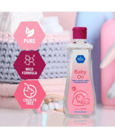 Med Pride Pure Baby Oil for Infants - 8 fl oz - Premium Mineral Oil for Smooth & Nourished Skin - Sensitive Skin Friendly - Buy Online on GoSupps.com