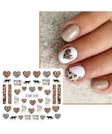 Brown Leopard Print Nail Stickers - Water Transfer Decals for Cute Nail Design - Autumn/Winter Manicure - Women/Girls Nail Decoration - Buy Online on GoSupps.com