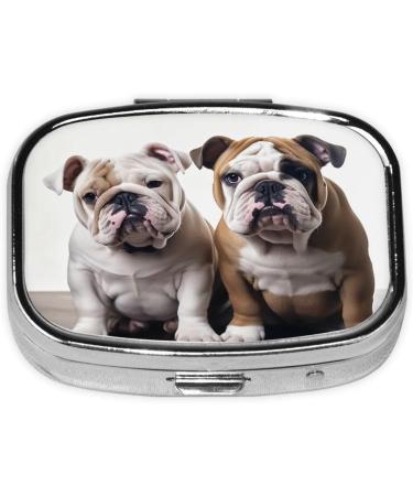 Portable Bulldog Pill Box - 2 Compartment Medicine Organizer for Travel | Unique Gift Idea | Metal Vitamin & Fish Oil Case - Buy Online on GoSupps.com