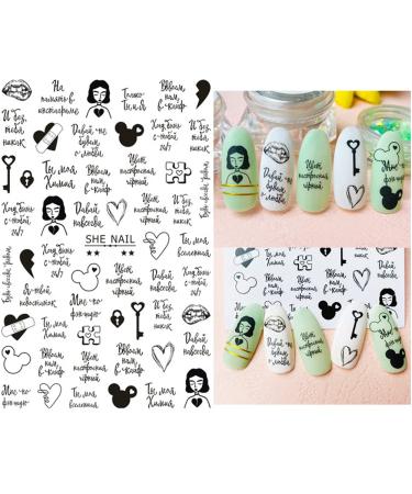 Letter Nail Art Stickers - 3D Self-Adhesive Alphabet Decals for Designer Manicure Tips - 8 Sheets English Letters & Words Design - Nail Decoration for Women & Girls - Buy Online on GoSupps.com