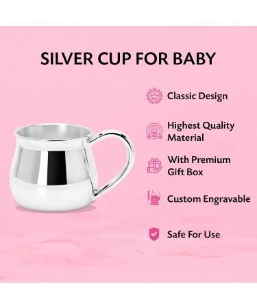 Krysaliis Sterling Silver Bulge Cup | Engravable Keepsake Gift | Solid 925 Sterling Silver | Premium Gift Box - Buy Online on GoSupps.com