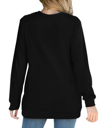Yihaojia Women Fall Basic Long Sleeve T Shirts Crewneck Sweatshirt Pockets Oversized Fleece Long Sleeve Fall Tunic Tops Black#18 XX-Large - Buy Online on GoSupps.com