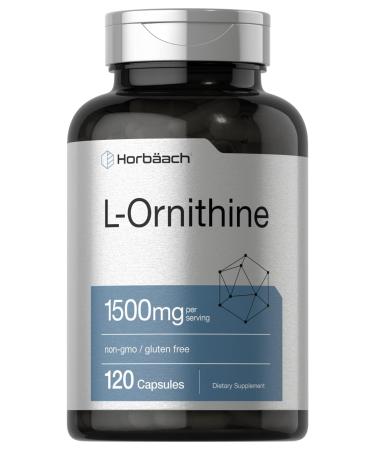 L Ornithine 1500mg | 120 Capsules | Non-GMO & Gluten Free Supplement | Free Form L-Ornithine | by Horbaach - Buy Online on GoSupps.com
