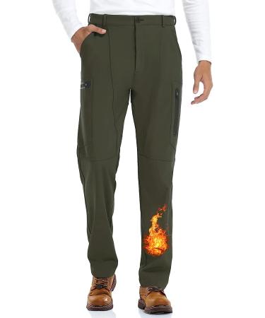 Sherelie Men's Snow Ski Pants - Fleece Lined, Water-Resistant Cargo Pants for Hiking - Green - Buy Online on GoSupps.com