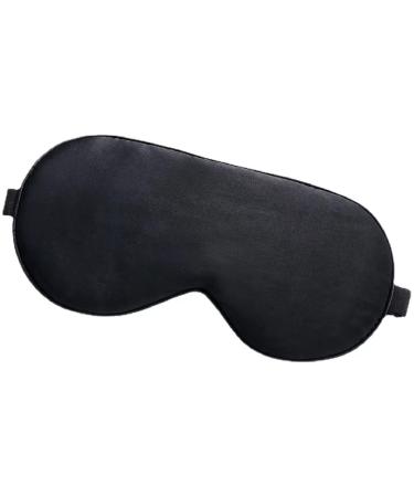 Men Women Silk Sleep Eye Mask Adjustable Strip Light Blocking Travel Sleeping Shift Work Eye-mask (Black)