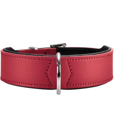 HUNTER BASIC dog collar coated split leather imitation leather simple robust weather-resistant 50 (SM) red 50 (SM) red