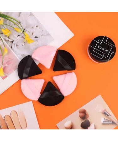 12 Piece Soft Triangle Makeup Puff Set - Black and Pink | Ideal for Loose Powder, Mineral Powder, Body Powder | Velour Cosmetic Blender Sponge - Buy Online on GoSupps.com