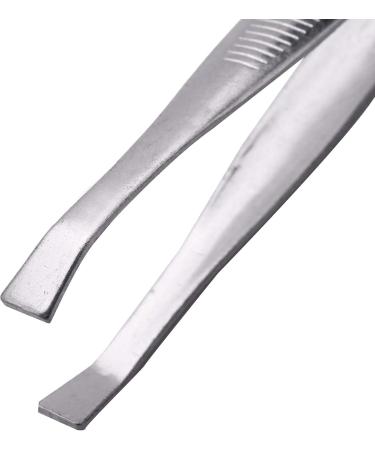KMKO Silver Tone Slanted Flat Tip Metal Hair Eyebrow Tweezer Cosmetic for Lady - Buy Online on GoSupps.com