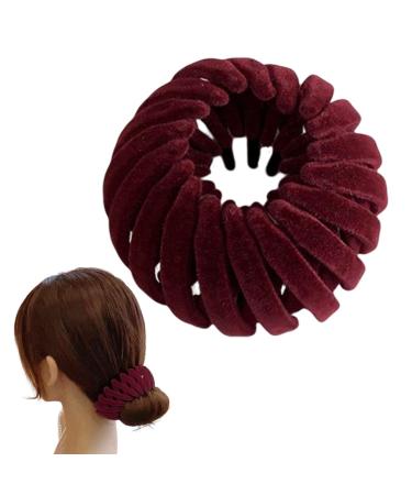 Magic Hair Clips Bird Nest Velvet Magic Hair Clip Convenient Styling Accessories for Long Short Curly Straight Hair Anti-slip Hair Supplies for Work Study Makeup Facial Washing home Wine Red