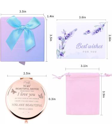 HYOUCHANG 2Pcs Sister Gifts- Compact Makeup Mirror in Rose Gold | Bridesmaid Gift - Birthday, Valentines Day, Graduation, Thanksgiving or Christmas Gifts for Best Sister Friend - Buy Online on GoSupps.com