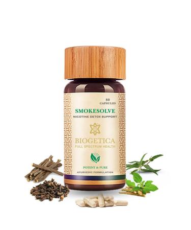 Smokesolve Herbal Lung Detox Supplement with Yashtimadhu and Ashwagandha for Respiratory Health - Vegetarian & Non-GMO - 100% Vegan - 80 Capsules