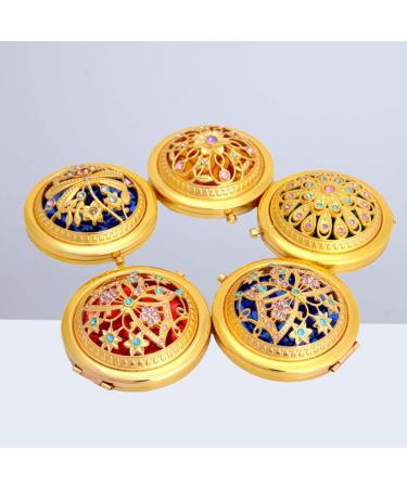 Minkissy Magnifying Compact Mirror Double Sided Travel Makeup Mirror Vintage Round Makeup Mirror Small Pocket Mirror (Random Pattern) - Buy Online on GoSupps.com