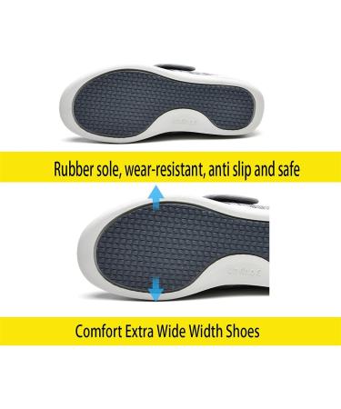 MOCINNA Men's Diabetic Edema Shoes Extra Wide Orthopedic Adjustable Sneakers 11.5 Black Gray - Buy Online on GoSupps.com