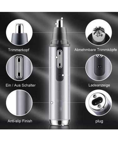 4 in 1 USB Rechargeable Ear and Nose Hair Trimmer for Men & Women - Waterproof Professional Electric Eyebrow & Facial Hair Clipper with Double-Edge Stainless Steel Blade - Buy Online on GoSupps.com