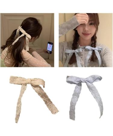 Limtula 1pc/1pair Bowknot Hair Clip Elegant Long Lace Bowknot Spring Hair Clip for Girl Photography Ponytail Styling Tiaras - Buy Online on GoSupps.com