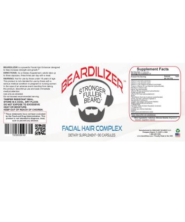 Beardilizer Facial Hair and Beard Growth Complex for Men - 90 Capsules | Powerful Nutrients Blend - Buy Online on GoSupps.com